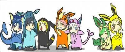 En parlant de "Pokémon", les autres personnages de "Fairy Tail" se sont déguisés en évolution d'Evoli. Qui porte le costume d'Aquali ?