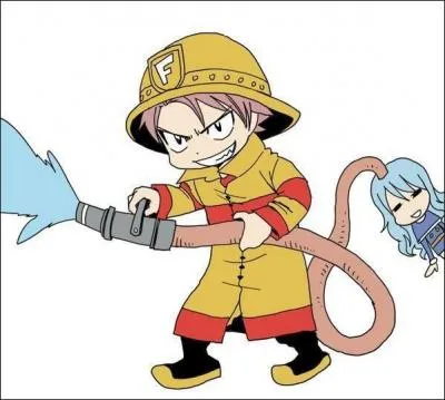 Suite à cet appel au secours, Natsu le pompier arriva sur les lieux et utilise sa lance pour faire fondre la glace. D'où puise-t-il son eau ?