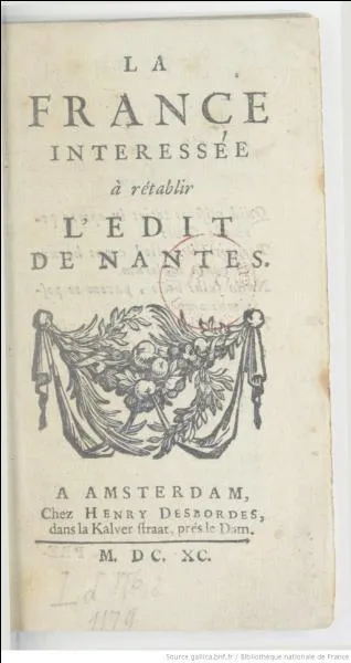 De quelle année date l'Edit de Nantes ?
