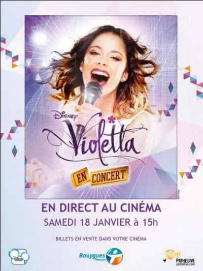 Où s'est produit l'événement Violetta en concert, au cinéma, en janvier 2014 ?