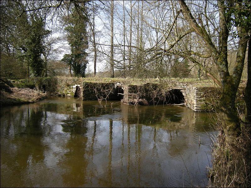 Pont gaulois de 60 m de longueur datant du IIIe siècle sur l'Hyères à Plounevezel dans les côtes d'Armor, dit de :
