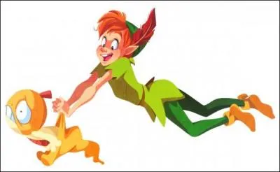 On dirait que Peter Pan veut que ____ apprenne à voler. Cependant, ce dernier n'a pas l'air de trouver cela amusant et préfèrerait rester sur la terre ferme.