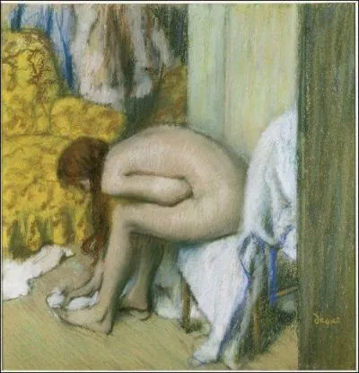 Qui a peint "Après le bain, femme s'essuyant les pieds" ?