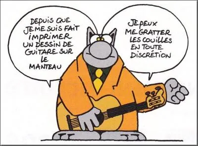 ''Depuis que je me suis fait imprimer un dessin de guitare sur le manteau, je peux me gratter -------------------------- en toute discrétion.''