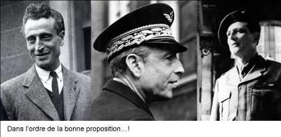 Retournons en France ! Ils sont trois frères, chacun d'entre eux à participer à la libération de la France. Le premier a créé le réseau « Libération », le deuxième a dirigé la bataille aérienne de France en 1940. Le troisième a participé à l'assassinat de Darlan. Ce sont les frères « d'Astier de la Vigerie ». Quels sont leurs prénoms ?