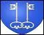 D'azur à deux clefs adossées « d'argent » posées en pal et entrelacées par l'anneau.
Quelle ville de 3 121 habitants est représentée par ce blason ?