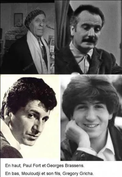 A vous de trouver ce poème de Paul Fort mis en musique par Georges Brassens. Il ne l'a jamais chanté et l'a donné à un autre artiste. Lui non plus, il ne la chanta pas, mais son fils le fit, pour notre plus grand bonheur ! Quelle est cette chanson !