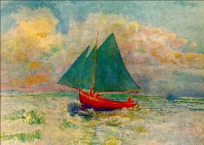 Qui a peint "Bateau rouge avec voiles bleues" ?