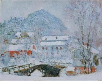 Qui a peint "Village de Sandvicken sous la neige" ?