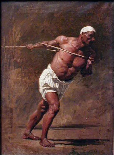 Quand les bateaux remontent le courant par vent contraire, les hommes sont obligés de les haler à partir de la rive. Dans quelle direction vont-ils ?