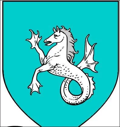 Hippocampe d'argent sur fond turquoise, il s'agit de la maison :