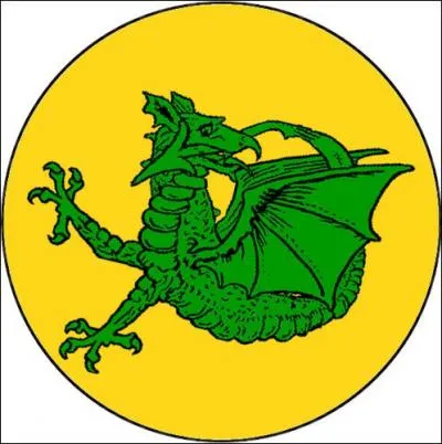Dragon vert se mordant la queue sur fond d'or, il s'agit de la maison :