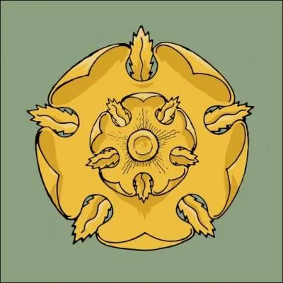 Rose d'or sur fond vert, il s'agit de la maison :