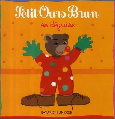 Petit Ours brun a revêtu une combinaison bien colorée ! Quelles couleurs vois-tu sur sa combinaison ?