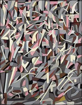 Qui a peint "Composition abstraite en gris et rose" ?