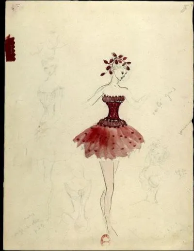 Qui a dessné "Costume pour une danseuse en tissu rubis" ?