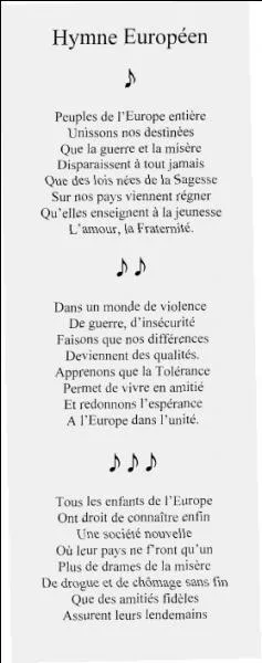 Et pour finir, comment s'appelle l'hymne de l'Europe ?