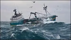 ---- est en haute mer, ---- de vue des ----.