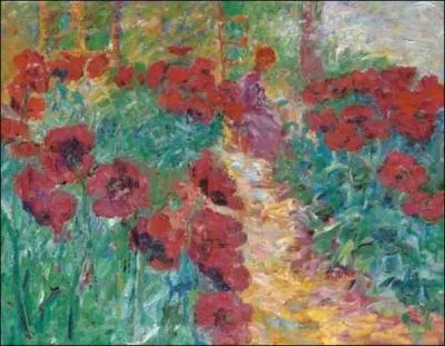 Qui a peint "Jardin de fleurs, femme et coquelicots" ?