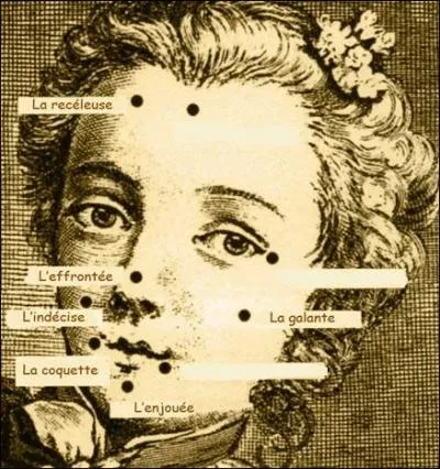 Les femmes du 18e siècle arboraient des "mouches" (faux grains de beauté). Celles-ci transmettaient un code par exemple sur le nez : "effrontée". Que signifiait la mouche posée près de l'oeil ?