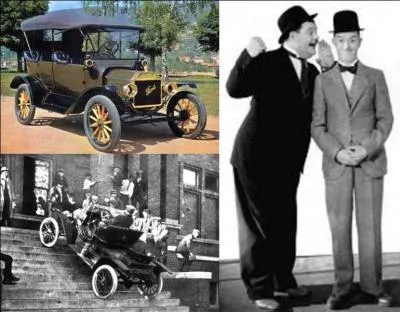 Certains acteurs en ont cassé quelques-unes pour leurs sketches. Heureusement pour eux, cette voiture est la première a être produite en grande série. Egalement, « Tin Lizzie », a eu le droit à d'autres couleurs que le noir, malgré ce que l'on croit ! 
Quelle est cette voiture ?
Quels sont ces acteurs ?