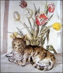 Qui a peint "Chat aux tulipes" ?