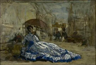 Qui a peint "Femme en robe bleue sous une ombrelle" ?