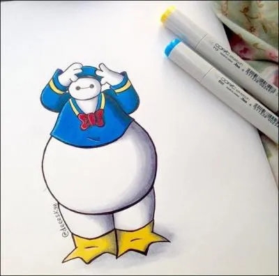 Cette fois Baymax a pris la place du neveu de Picsou. Espérons seulement qu'il ne perdra pas son sang-froid. Comment s'appelle le cousin de Donald qui a pour nom de famille Bonheur ?