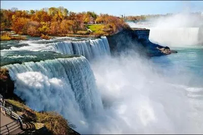 Les chutes du Niagara sont probablement les plus célèbres au monde. Elles se situent sur la frontière américano-canadienne, mais quelle province canadienne et quel État américain séparent-elles ?