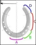 Comment s'appelle la partie du fer de sabot désignée par un petit B sur l'image ci contre ?