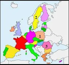 Sur la carte ci-contre, la Pologne, la Suède et la Roumanie portent respectivement les numéros .