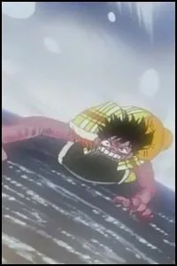 Épisode 83 - En grimpant sur la montagne qui mène au château du docteur Kureha, Luffy garde Nami, qui est très malade, sur son dos. Mais comment tient-il Sanji, lui aussi inconscient ?