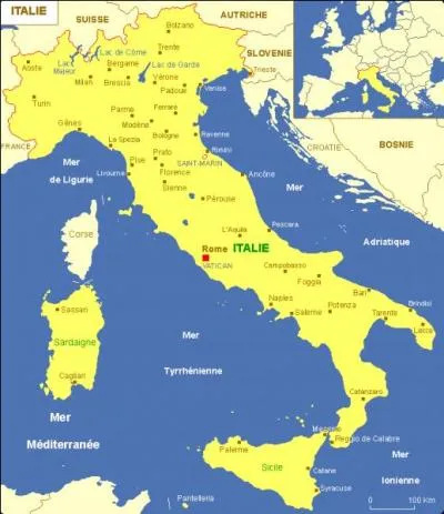 Prenez une carte et déterminez la distance la plus courte en voiture entre Naples et Rome !