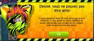 Combien d'amis peut-on avoir au niveau 0 ?