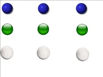 Dans un sac, il y a 3 boules bleues, 3 boules vertes et 3 boules blanches indiscernables au toucher. Quelle est la probabilité de tirer une boule verte ?