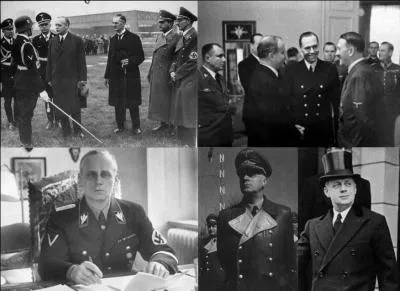 Allons en Allemagne. Il a été manuvre lors de la construction du pont de Québec. Ensuite, il a été importateur de vins et spiritueux avant la 1e Guerre mondiale et représentant en champagne (Pommery) entre les deux guerres. Sous le régime nazi, il a été diplomate puis ministre des Affaires étrangères.
Qui est ce type ?