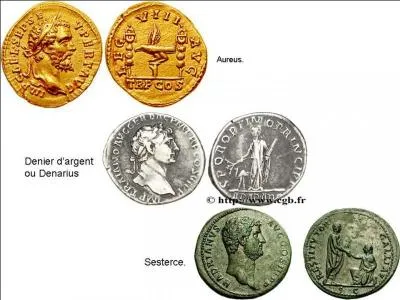 Dès le IIIe siècle avant JC, les Romains cherchent à imposer leur économie. Avec leur victoire à la bataille d'Alésia, ils réussissent à imposer leur système économique et leur monnaie.
Quel est l'ordre de valeur de ces pièces (de la plus haute à la plus basse) ?