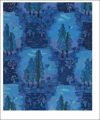 Qui a peint "Paysage aux cyprès et papillons sur fond bleu" ?