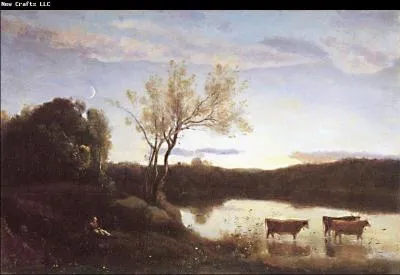 Qui a peint "L'&Eacute;tang aux trois vaches et au croissant de lune" ?