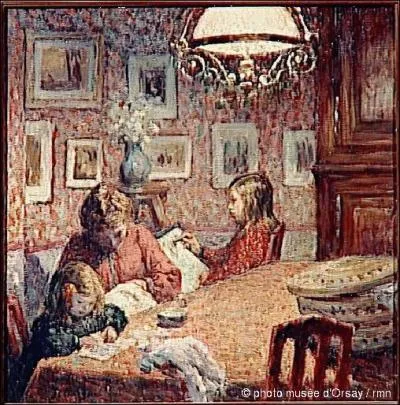 Qui a peint "La famille sous la lampe" ?