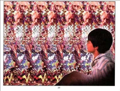 Harry regarde ici Dumbledore qui est debout derrière :