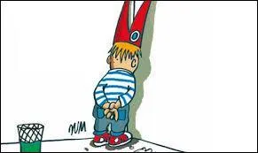 Le professeur a envoyé Nicolas ______ coin.