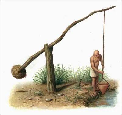 Appareil à bascule servant à tirer l'eau d'un puits, d'un point d'eau ou d'un cours d'eau :