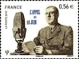 Le timbre ci-contre fut émis pour commémorer ce grand acte historique, ayant eu lieu le 18 juin :