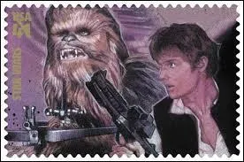 Ci-contre, un timbre spécial "Star Wars". Quel personnage ne se trouve pas sur l'image ?