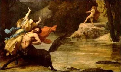 Qui est ce centaure tentant d'enlever Déjanire, l'épouse d'Héraclès ? Ce dernier furieux le transperça d'une flèche empoisonnée.
