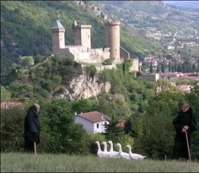 Cet ancien château-fort dressé sur un piton rocheux est renommé dans toute l'Ariège comme haut-lieu cathare. Quelle ville est évoquée par une comptine enfantine avec des rimes de mots homophones ? Lien pour l'entendre !