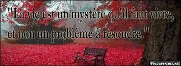Qui a dit "La vie est un mystère qu'il faut vivre, et non un problème à résoudre." :