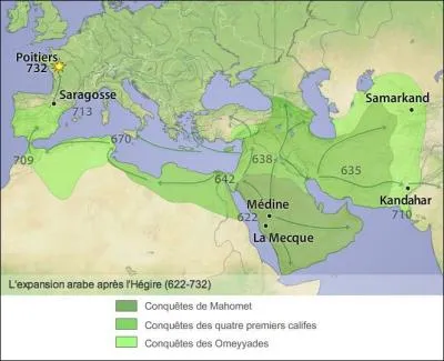 Maintenant les repères de 5e.
Quand l'hégire (début de l'ère musulmane) a-t-elle eu lieu ?