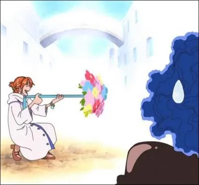 Épisode 117 - Nami utilise pour la première fois sa baguette climatique, mais au début, elle a vraiment du mal à s'en servir ! Qu'est-ce qu'elle fait apparaitre ?